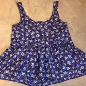 Floral Purple Blue Flowy Tank